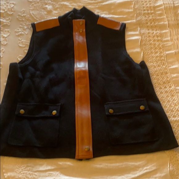 RALPH LAUREN leather trip sweater/jacket